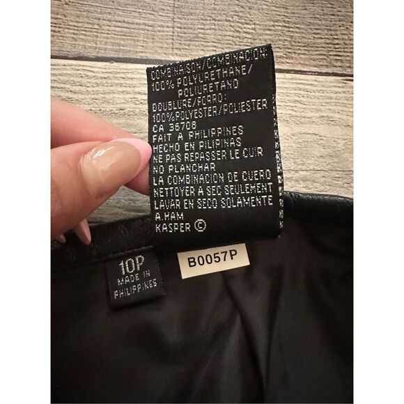 Vintage Kasper APL Houndstooth Black & White Wool 2 Piece Blazer Skirt Set | 10P - Picture 12 of 12